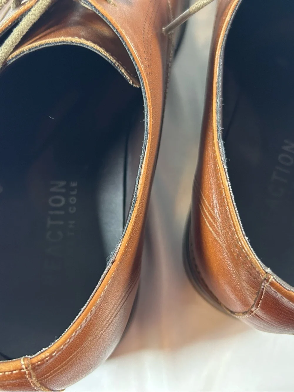 Kenneth Cole Reaction Jean IAL Men's Brown Cap Toe Leather‎ Oxfords 10.5 * flaw